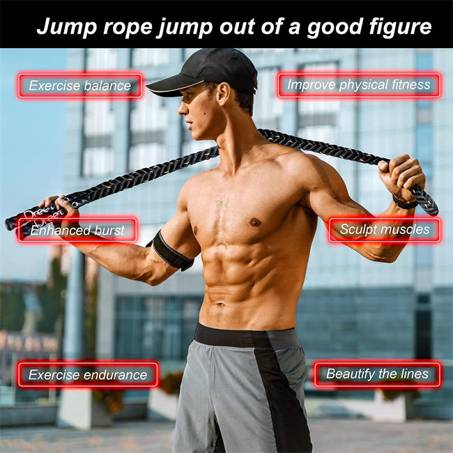 2LBWeighted Jump Rope Adult for Fitness Men and Women Heavy jump Ropes Whole Body Muscle Exercise to Improve Strength Endurance Training Sports jumping rope Outdoor Concrete use Weight Loss Skipping Rope